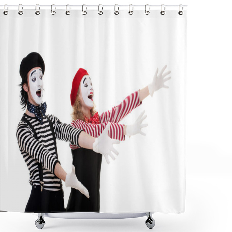 Personality  Portrait Of Happy Mimes Shower Curtains