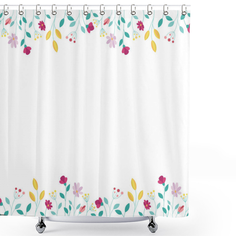 Personality  Floral Frame Design Elements On White Background Shower Curtains