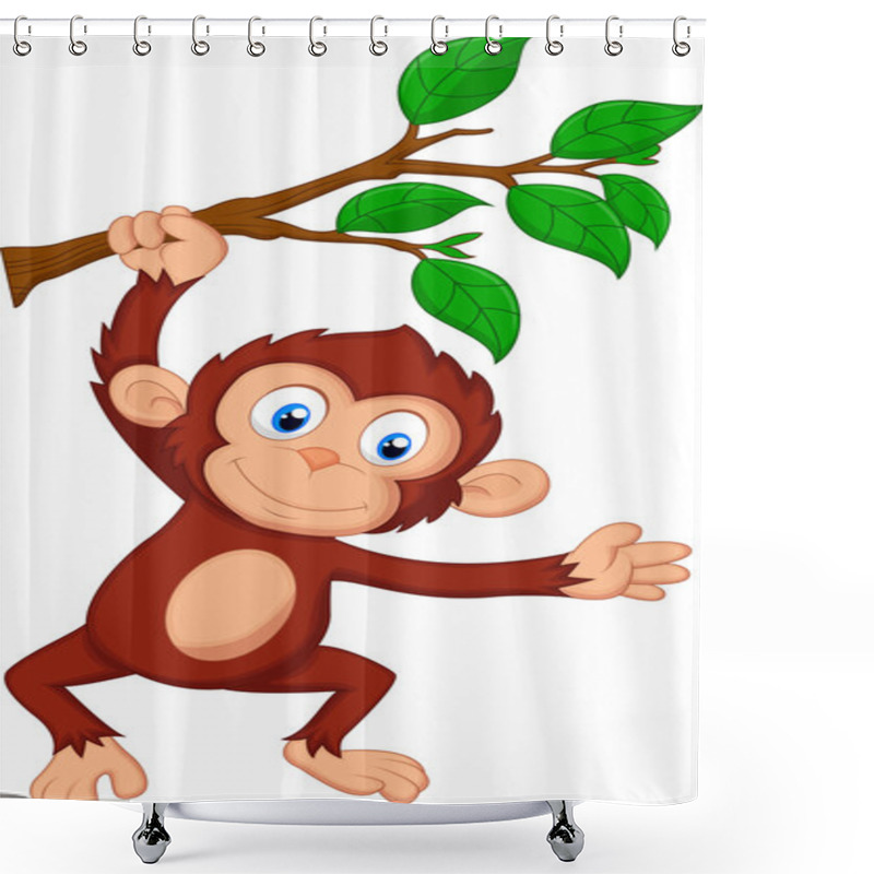 Personality  Cute Monkey Cartoon Hanging Shower Curtains