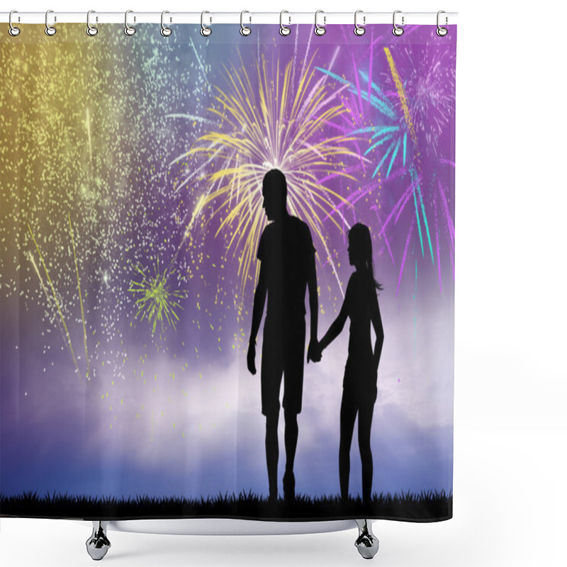 Personality   Illustration Of Night Fireworks Shower Curtains