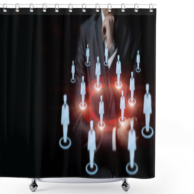 Personality  A Businessman Is Thinking About Choosing Candidates For Completing A Task On A Dark Background. Shower Curtains