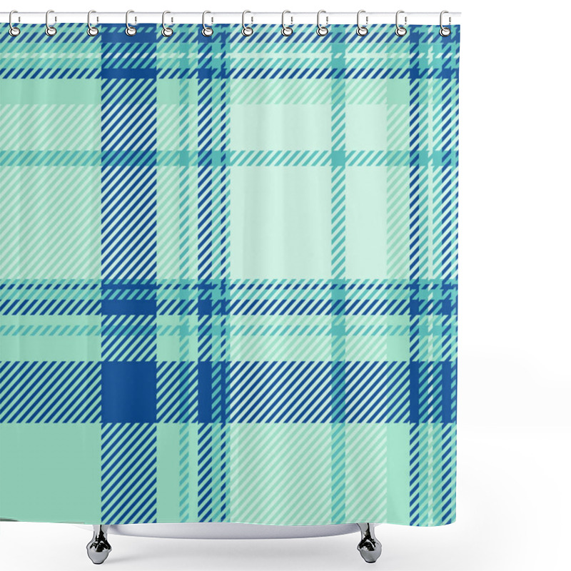 Personality  Screen Tartan Seamless Textile, Royal Fabric Background Pattern. Vivid Vector Check Texture Plaid In Light And Blue Colors Palette. Shower Curtains