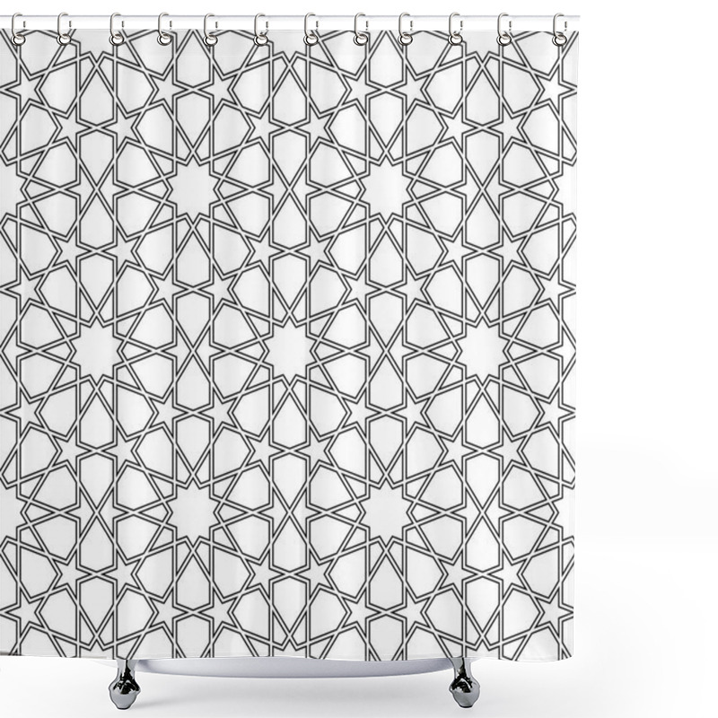 Personality  Seamless Arabic Geometric Ornament In Black And White. Shower Curtains