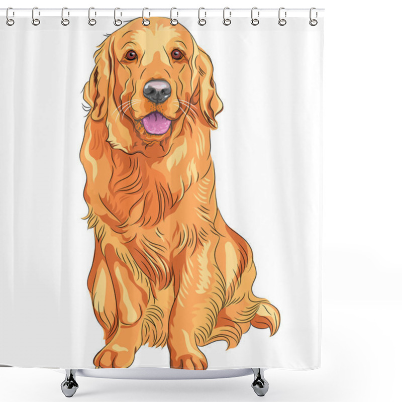 Personality  Vector Sketch Red Gun Dog Breed Golden Retriever Shower Curtains