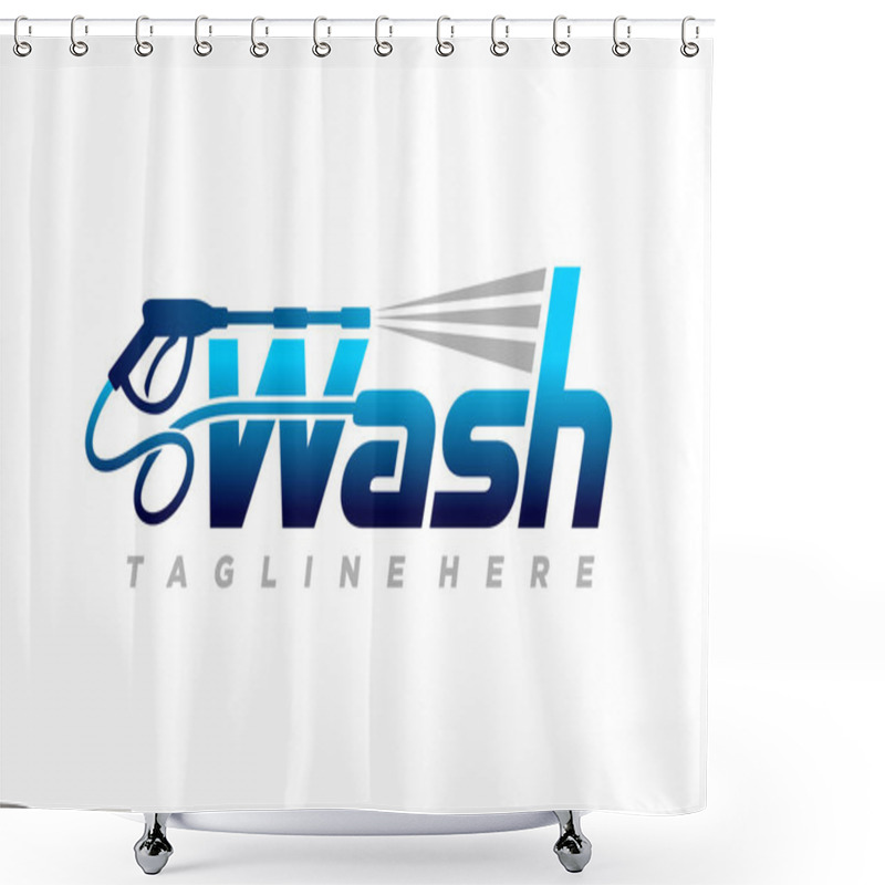 Personality  Wash Lettering Logo, Power Wash Logo Shower Curtains