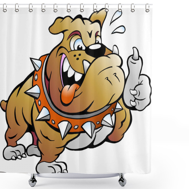 Personality  Vector Cartoon Illustration Of An Excited Strong Muscular Bull Dog Giving Thumb Up Shower Curtains