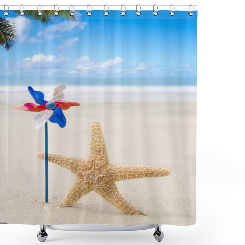 Personality  Patriotic USA Background With Starfishes Shower Curtains