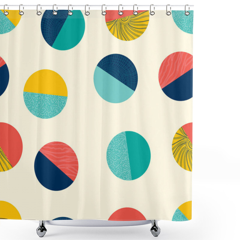 Personality  Decorative Abstract Polka Dots In The Style Of The 60s. Cheerful Polka Dot Vector Seamless Pattern. Can Be Used In Textile Industry, Paper, Background, Scrapbooking. Shower Curtains