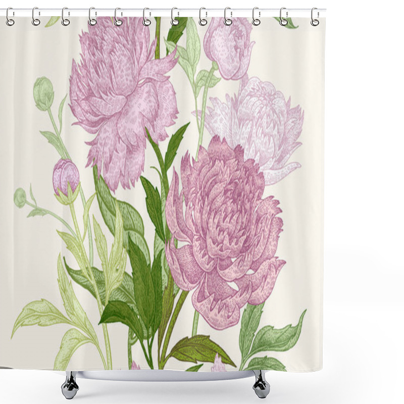 Personality  Seamless Pattern With Peony Flowers. Shower Curtains