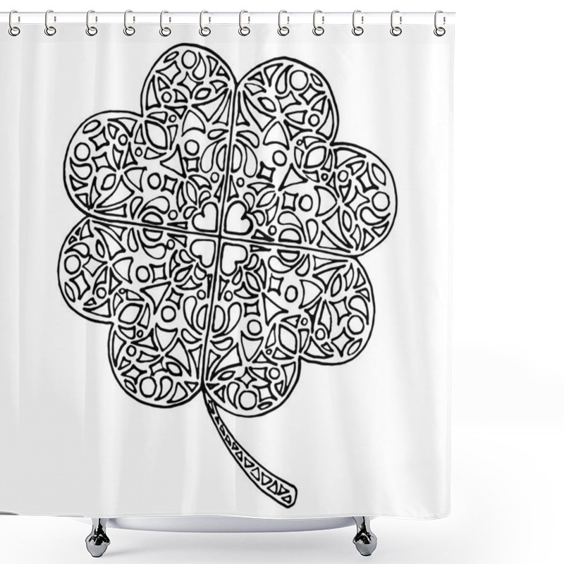 Personality  Doodle Zentangle Clover Shamrock Saint Patrick's Day Vector Isolated Shower Curtains