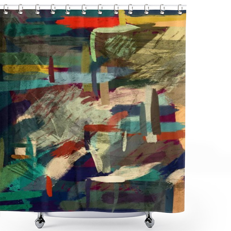 Personality  Abstract Psychedelic Grunge Background Graphic Stylization On A Textured Canvas Of Chaotic Blurry Strokes And Strokes Of Paint. Shower Curtains