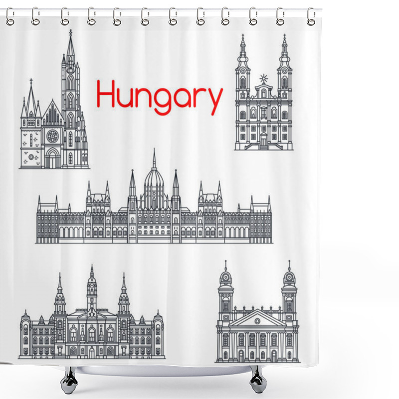 Personality  Architecture Of Hungary Buildings Vector Icons Shower Curtains