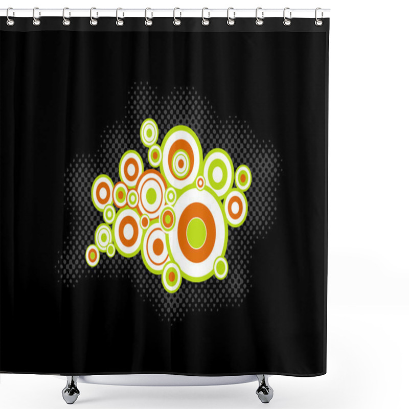 Personality  Orange, Green Circles. Vector Art Shower Curtains