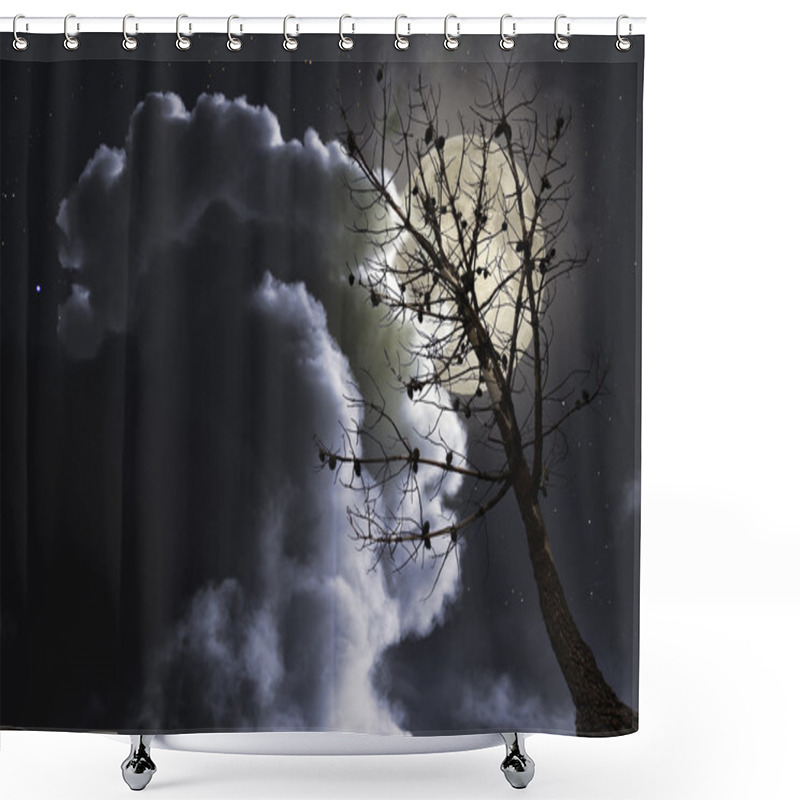 Personality  Dead Tree In A Full Moon Night Shower Curtains