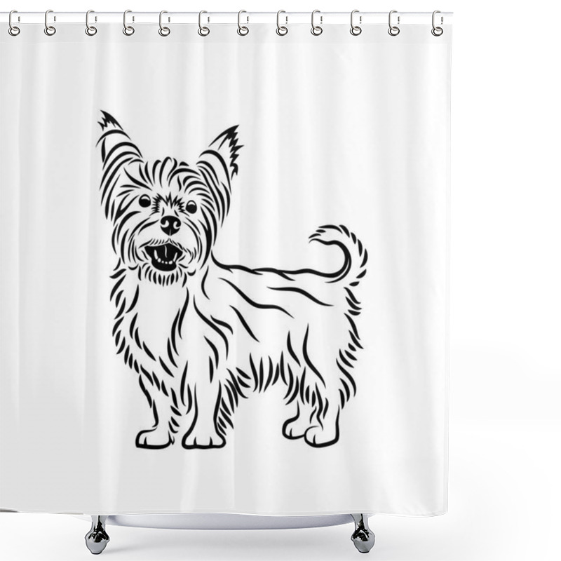 Personality  Yorkshire Terrier Outline Icon On White Background Shower Curtains