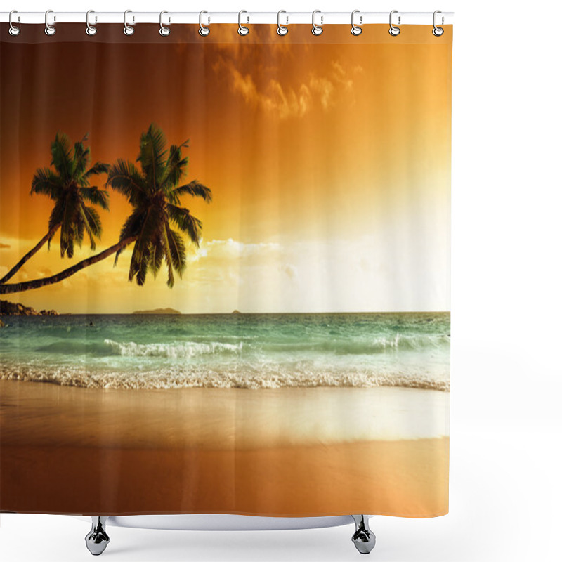 Personality  Sunset On The Beach Of Caribbean Sea Shower Curtains