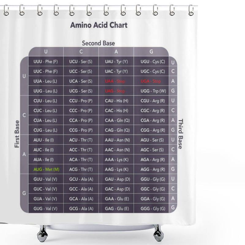 Personality  Amino Acid Codon Table Genome Sciences Vector Graphic Shower Curtains