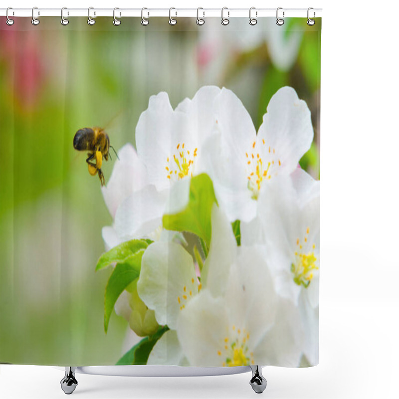 Personality  Flower And Bee Shower Curtains