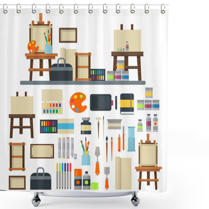 Personality  Artist Icons Vector Set. Shower Curtains