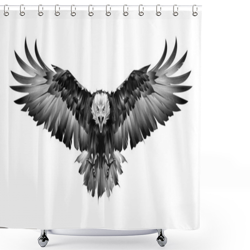 Personality  Art Graphics Bird Eagle Front View On White Background Shower Curtains