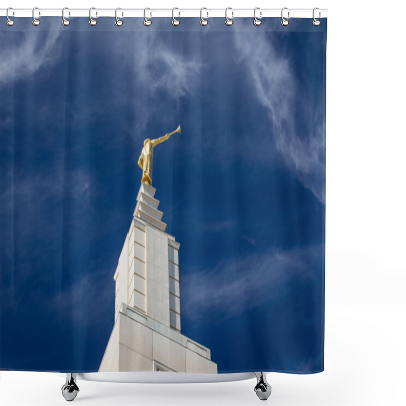 Personality  Angel Moroni Statue Atop The Los Angeles California Temple Shower Curtains