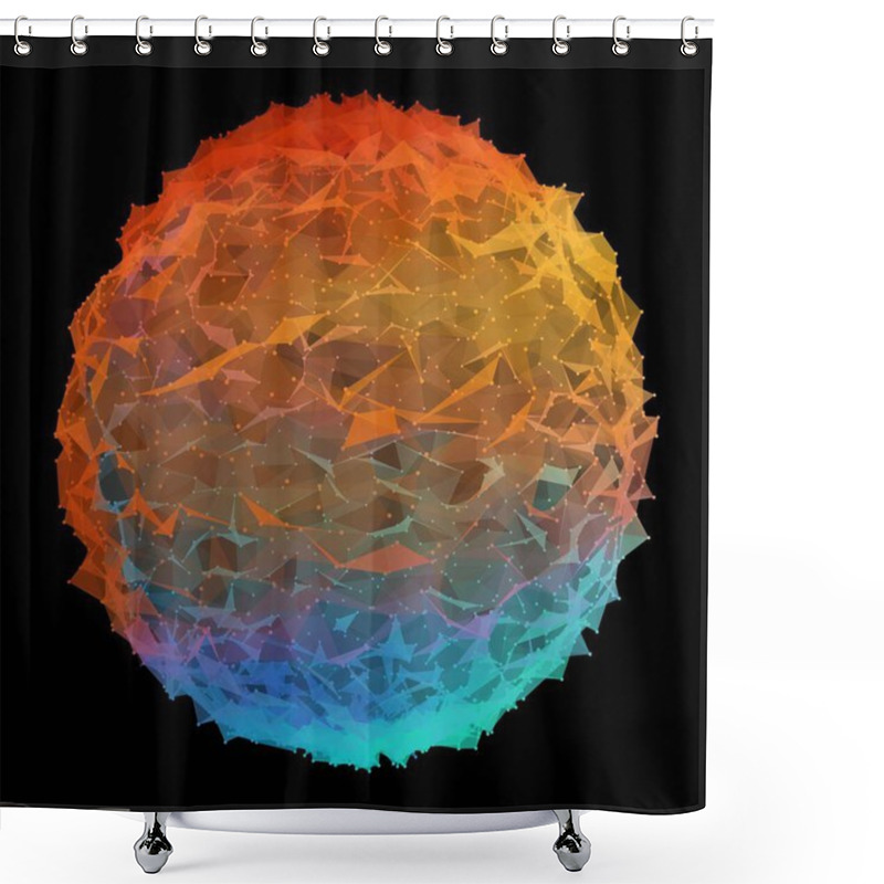 Personality  Abstract Vector Mesh Spheres. Futuristic Technology Style. Elegant Background For Business Presentations. Flying Debris. Eps10 Shower Curtains