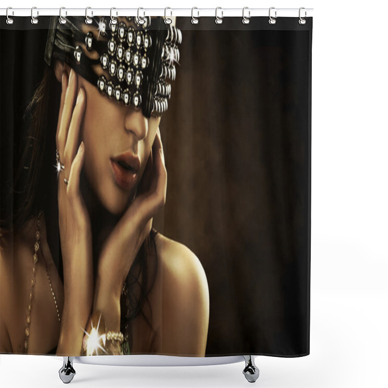 Personality  Young Brunette With Closed Eyes Shower Curtains