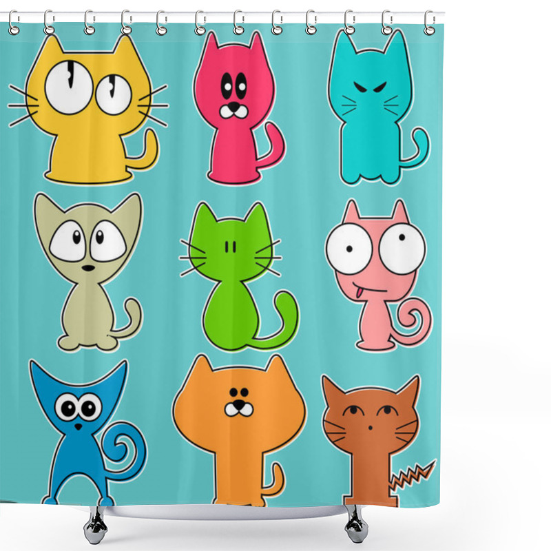 Personality  Cute Funny Cats Set Shower Curtains