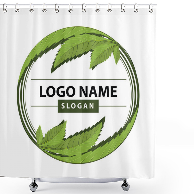 Personality  Cannabis Green Leaf Logo. Shower Curtains