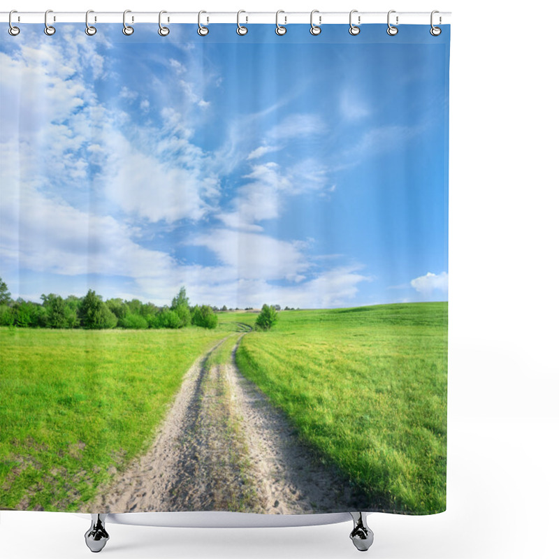 Personality  Country Road In A Field Shower Curtains