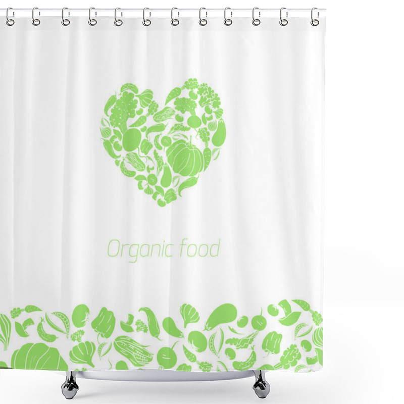 Personality  Heart Organic Vegetables Food Vector Shower Curtains