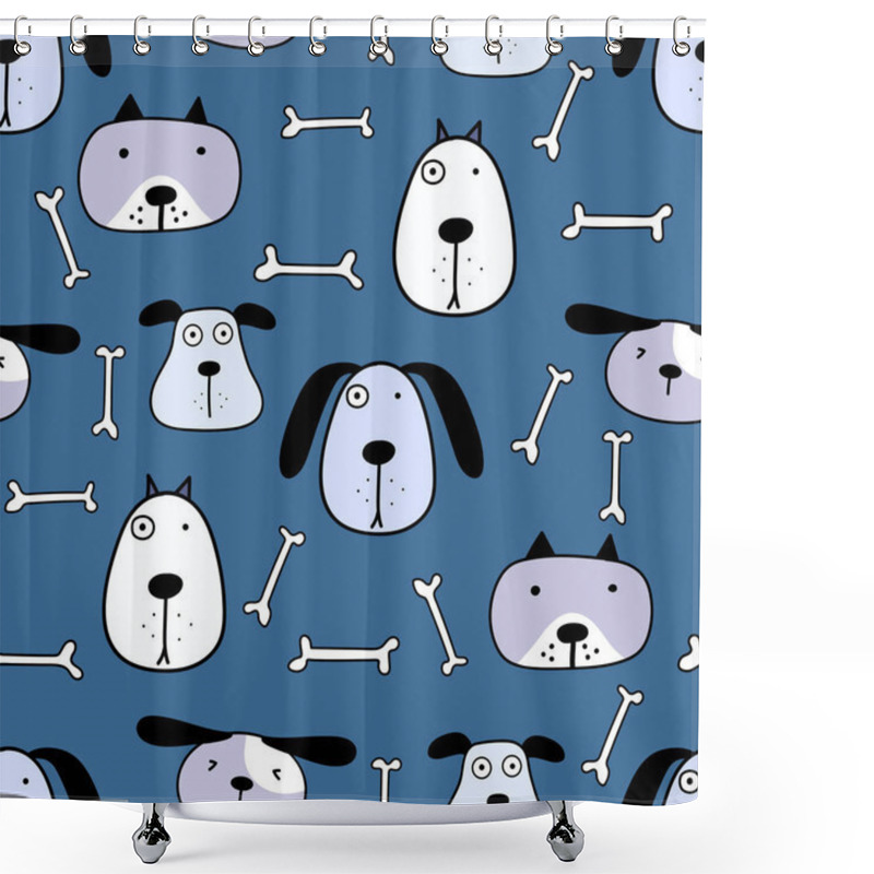 Personality  Cute Dog Seamless Pattern Background. Vector Illustration. Shower Curtains