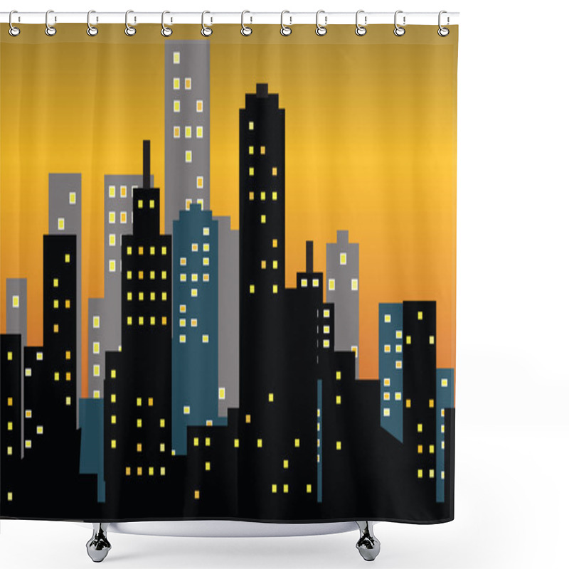 Personality  Big City Skyline Sunset Shower Curtains