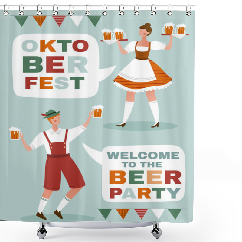 Personality  Oktoberfest Poster With Waitress With Beer Shower Curtains