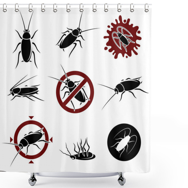 Personality  Cockroach Set. Collection Icon Cockroach. Vector Shower Curtains