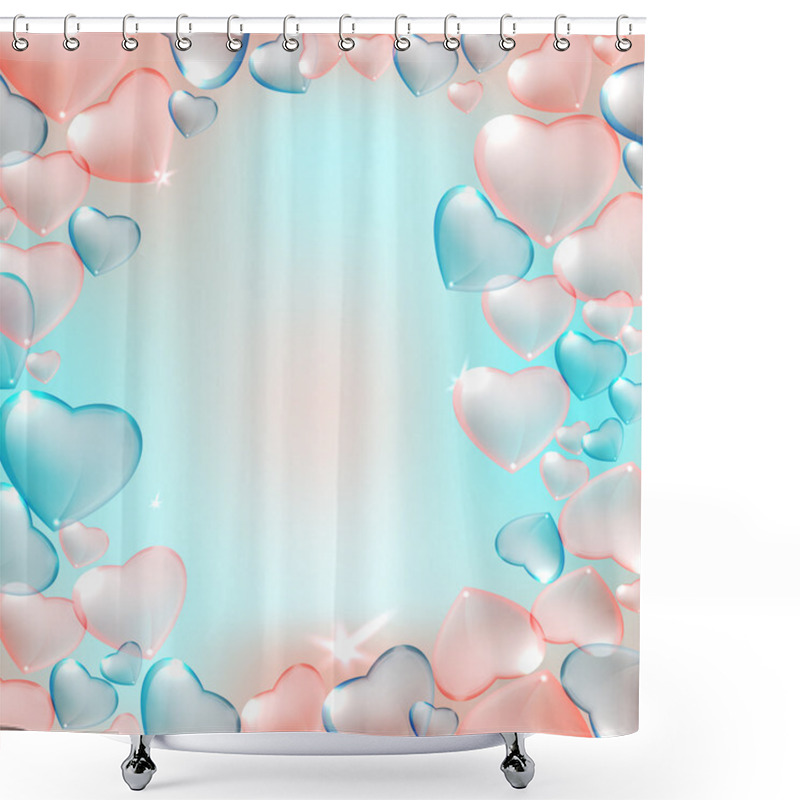 Personality  Transparent Hearts Background Shower Curtains