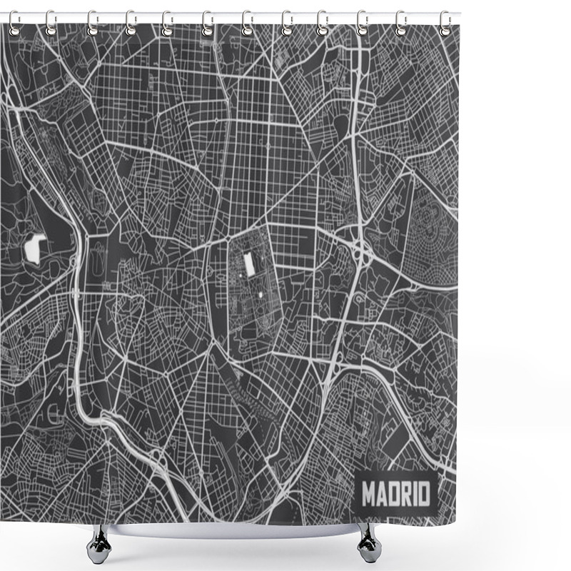 Personality  Minimalistic Madrid City Map Poster Design. Shower Curtains