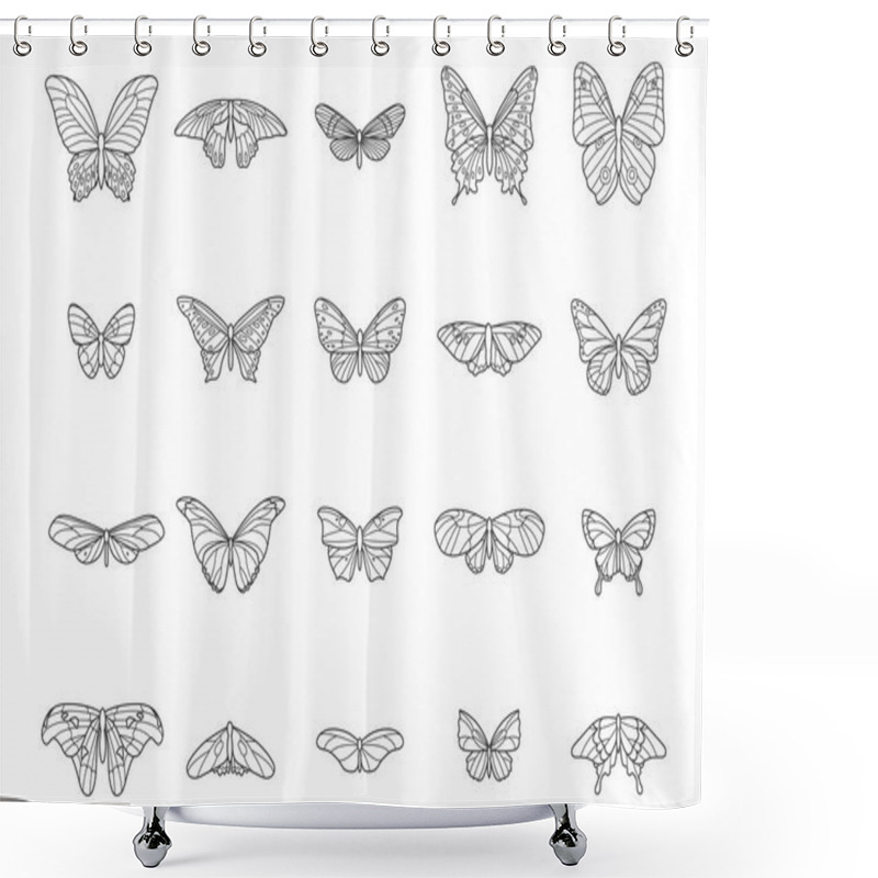 Personality  Collection Of Butterflies  Flat Icon, Vector Illustration Shower Curtains