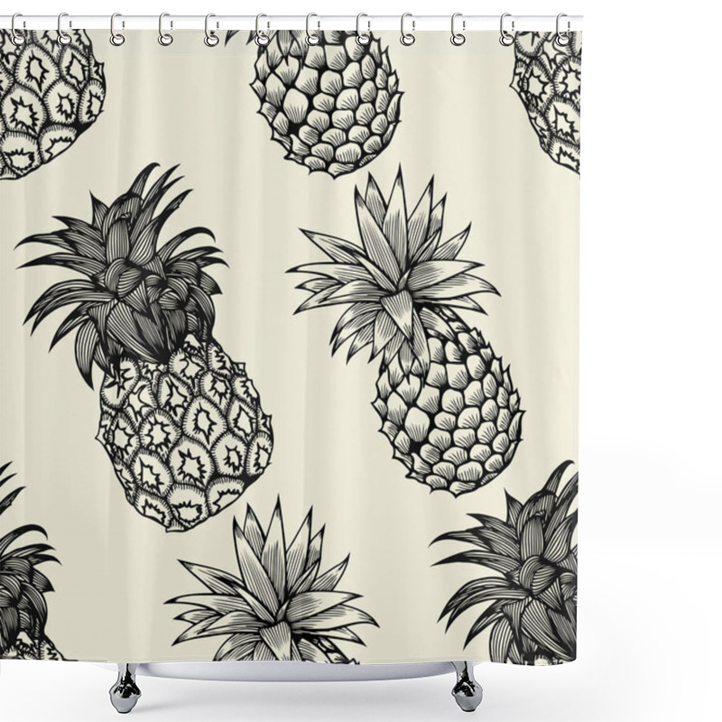 Personality  Pineapples Hand Drawn Sketch. Shower Curtains