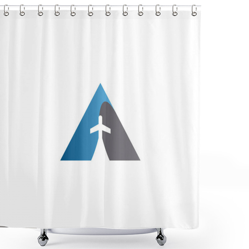 Personality  Negative Space Plane In A Triangle Shape Template Shower Curtains