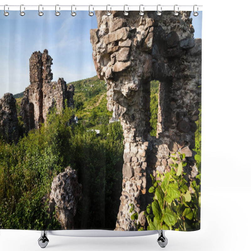 Personality  Ruins Of Castle In Vynohradiv City, Transcarpathian Region Shower Curtains