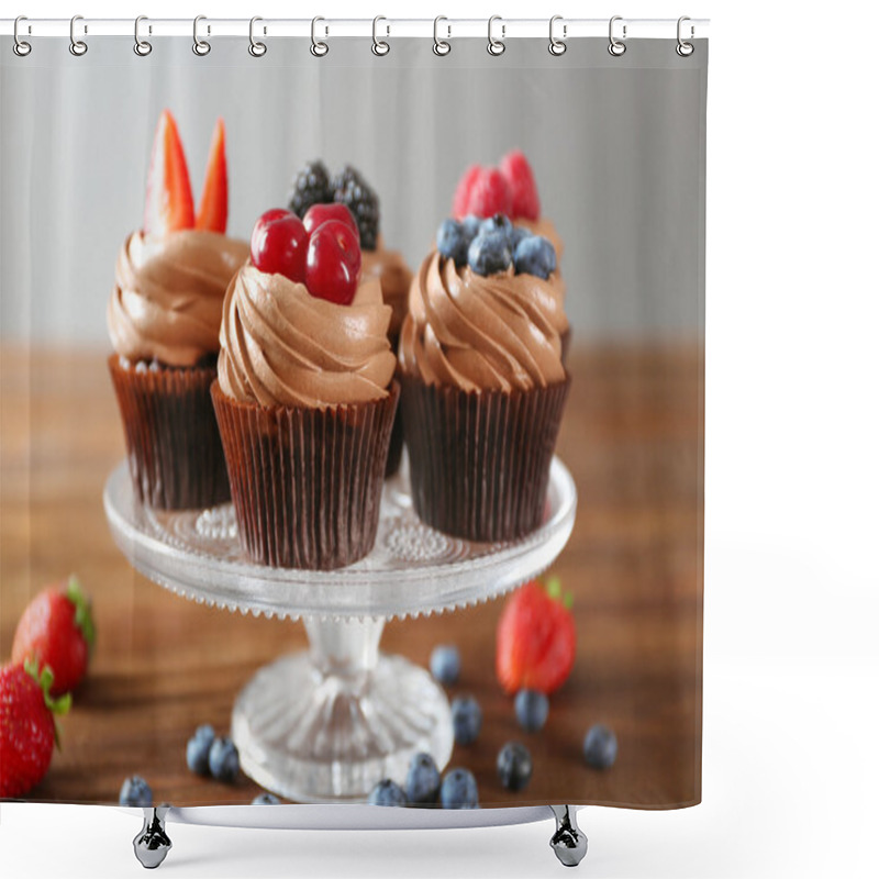 Personality  Tasty Chocolate Cupcakes   Shower Curtains