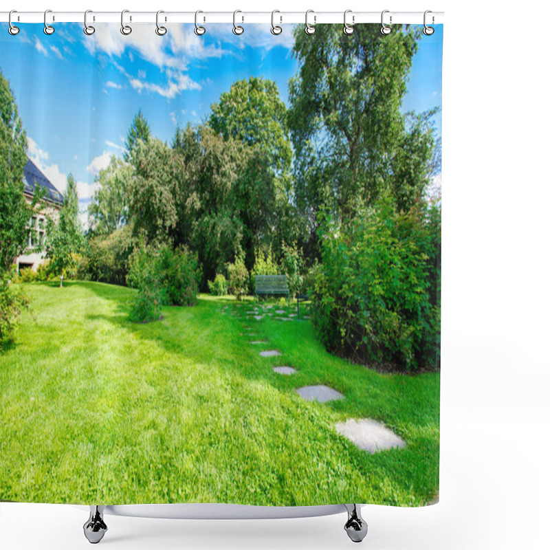 Personality  Bench In A Garden Shower Curtains