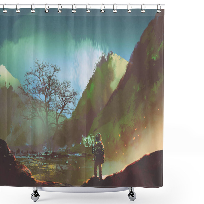 Personality   The Astronaut Exploring Living Things On The Planet Shower Curtains