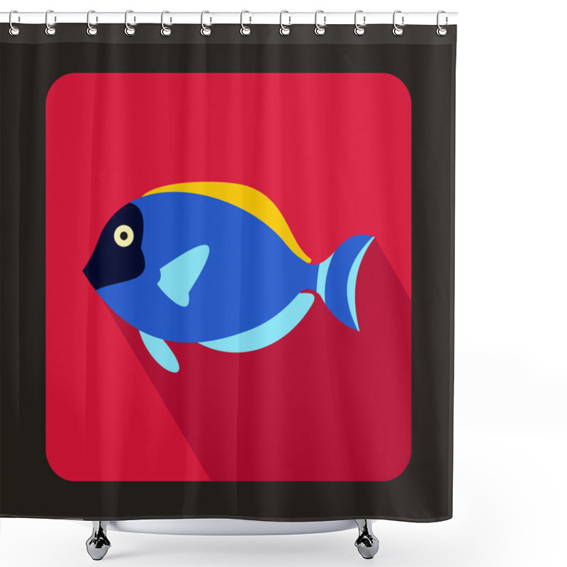 Personality  Blue Surgeon Fish Icon, Flat Style Shower Curtains