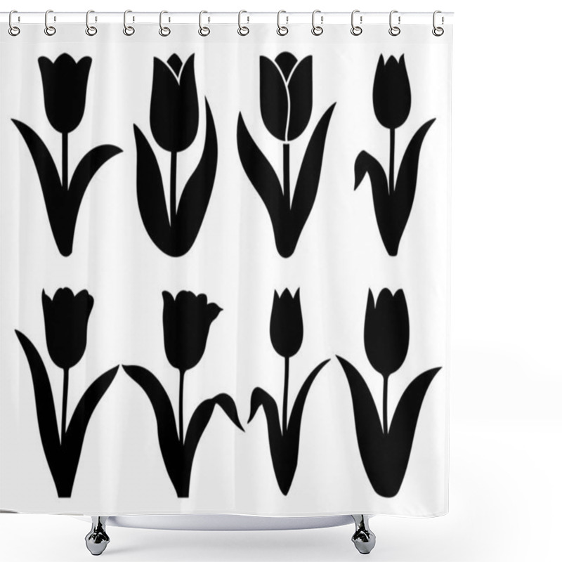 Personality  Tulip Flower Silhouette Icon Vector Illustration On White Background  Shower Curtains