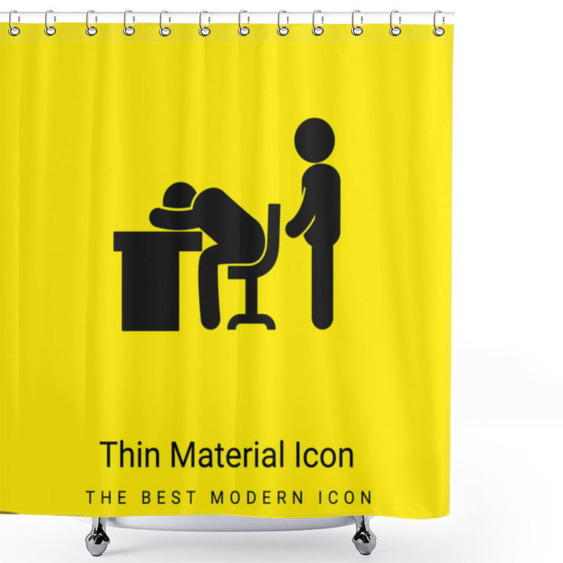 Personality  Boss Catching A Worker Sleeping Minimal Bright Yellow Material Icon Shower Curtains