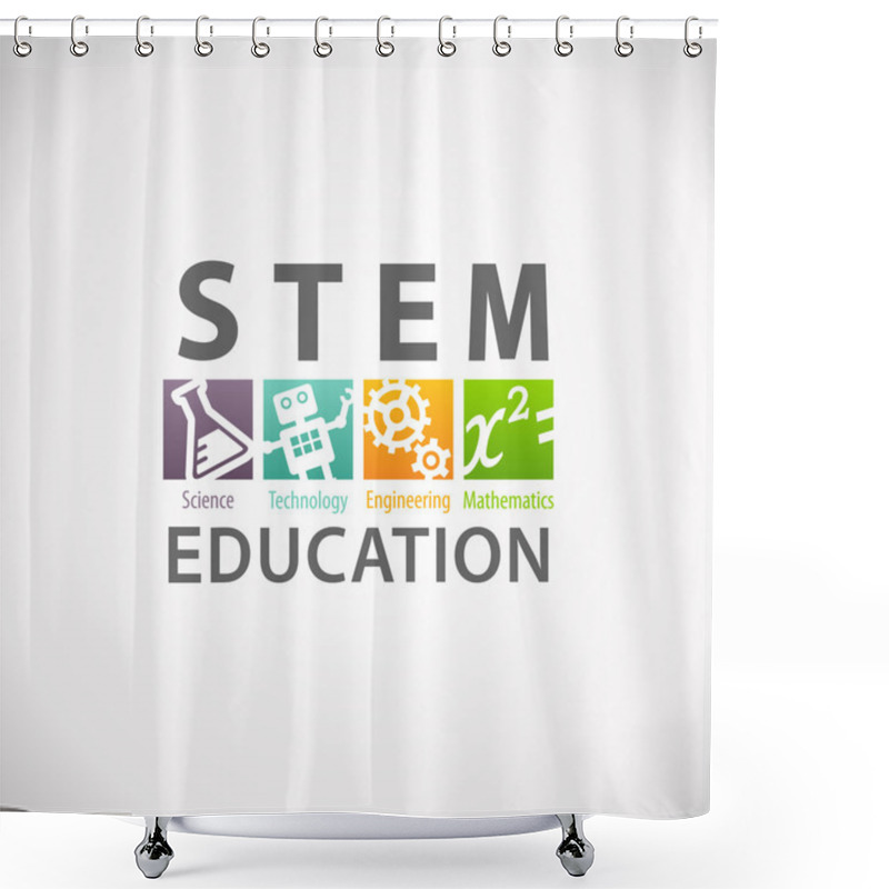 Personality  STEM Education Concept Logo. Science Technology Engineering Mathematics.  Shower Curtains