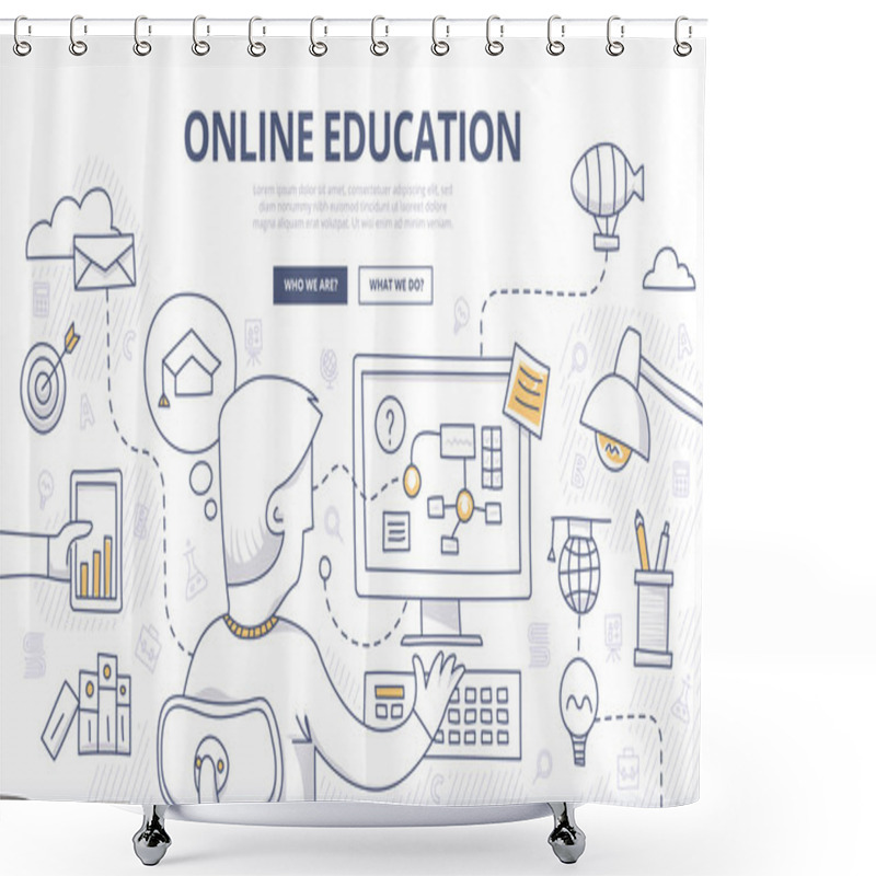 Personality  Online Education Doodle Concept Shower Curtains