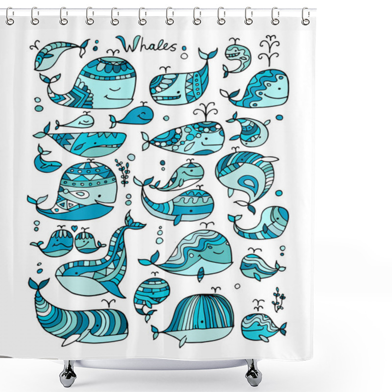 Personality  Whales Collection, Sketch For Your Design Shower Curtains